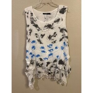 RADZOLI Womens Sleeveless Tie Dye Lace Trim Tunic Top Size L